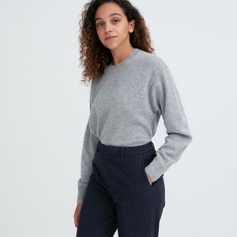 Pantalon Uniqlo Smart Brushed Ankle (Pinstripe) Mujer Azul Marino | 3758653