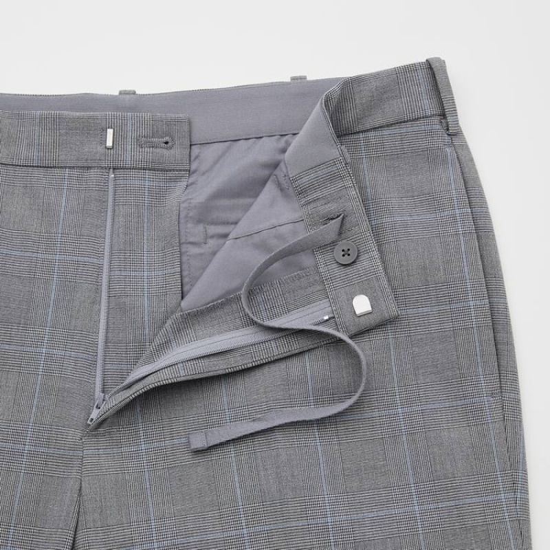 Pantalon Uniqlo Smart Comfort Glen Checked Ankle Length Hombre Gris | 236268