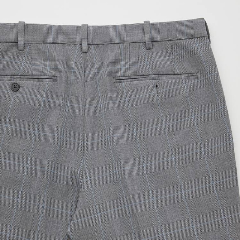 Pantalon Uniqlo Smart Comfort Glen Checked Ankle Length Hombre Gris | 236268