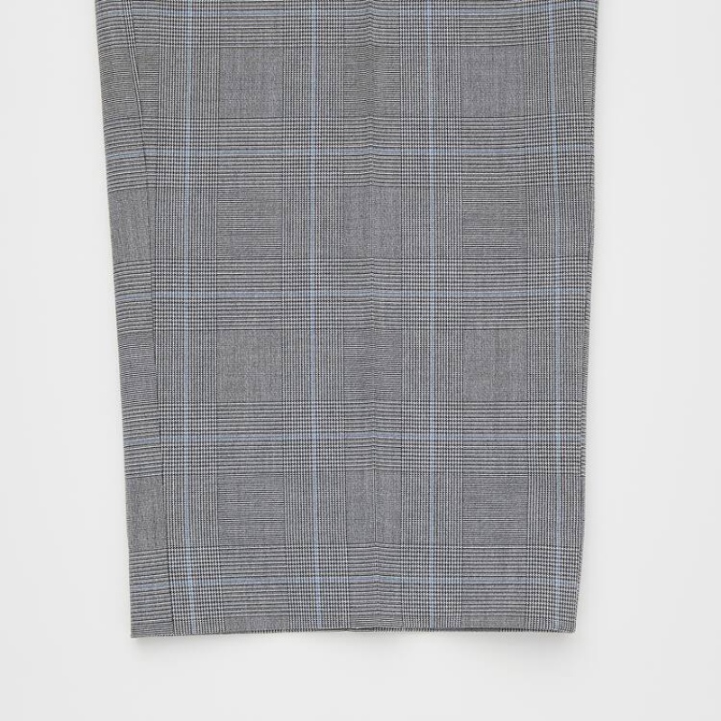Pantalon Uniqlo Smart Comfort Glen Checked Ankle Length Hombre Gris | 236268