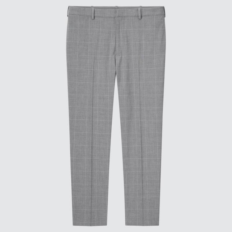 Pantalon Uniqlo Smart Comfort Glen Checked Ankle Length Hombre Gris | 236268