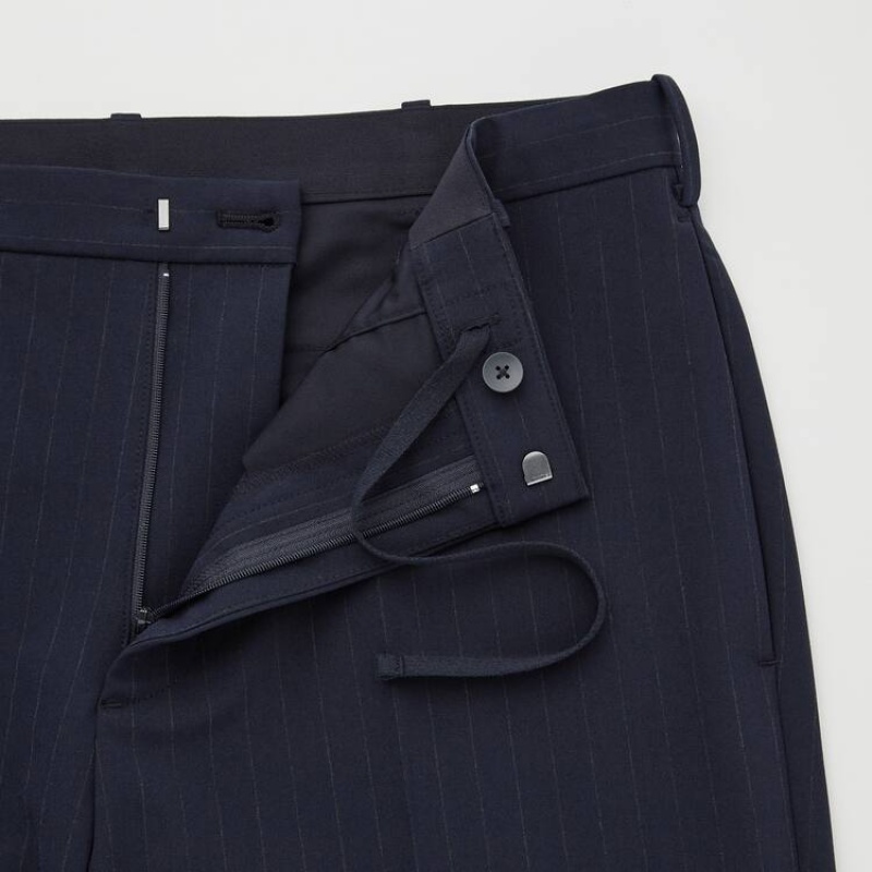 Pantalon Uniqlo Smart Striped Ankle Length Hombre Azul Marino | 7047343