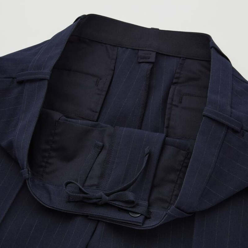 Pantalon Uniqlo Smart Striped Ankle Length Hombre Azul Marino | 7047343