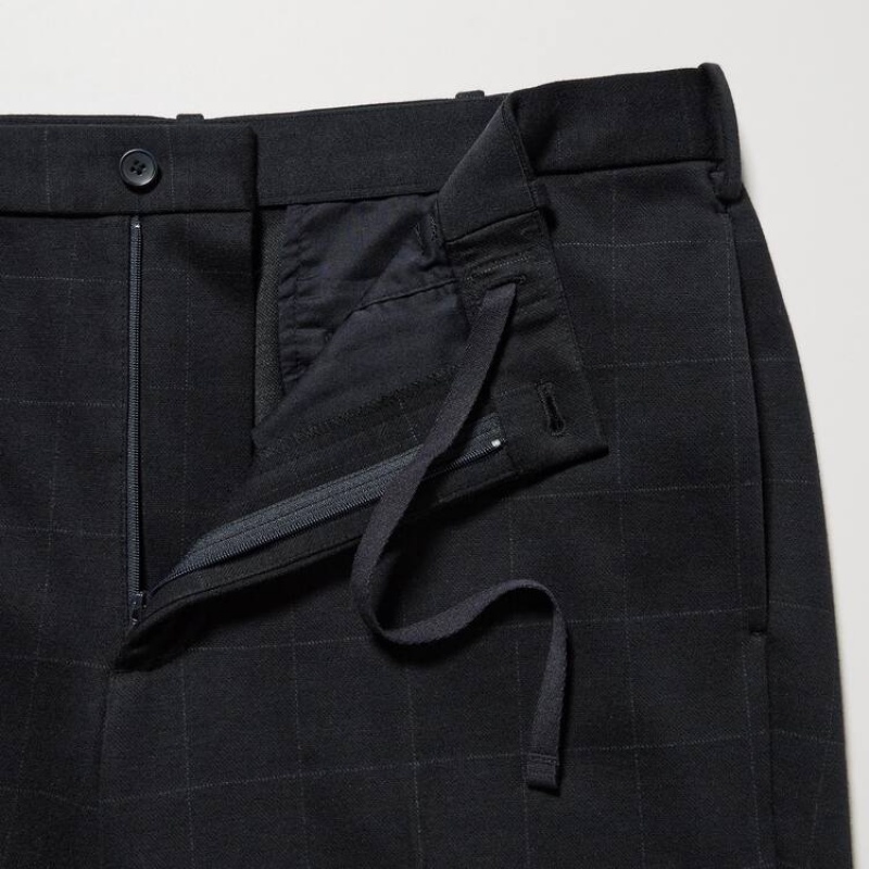 Pantalon Uniqlo Smart Windowpane Checked Ankle Length Hombre Azul Marino | 5465279