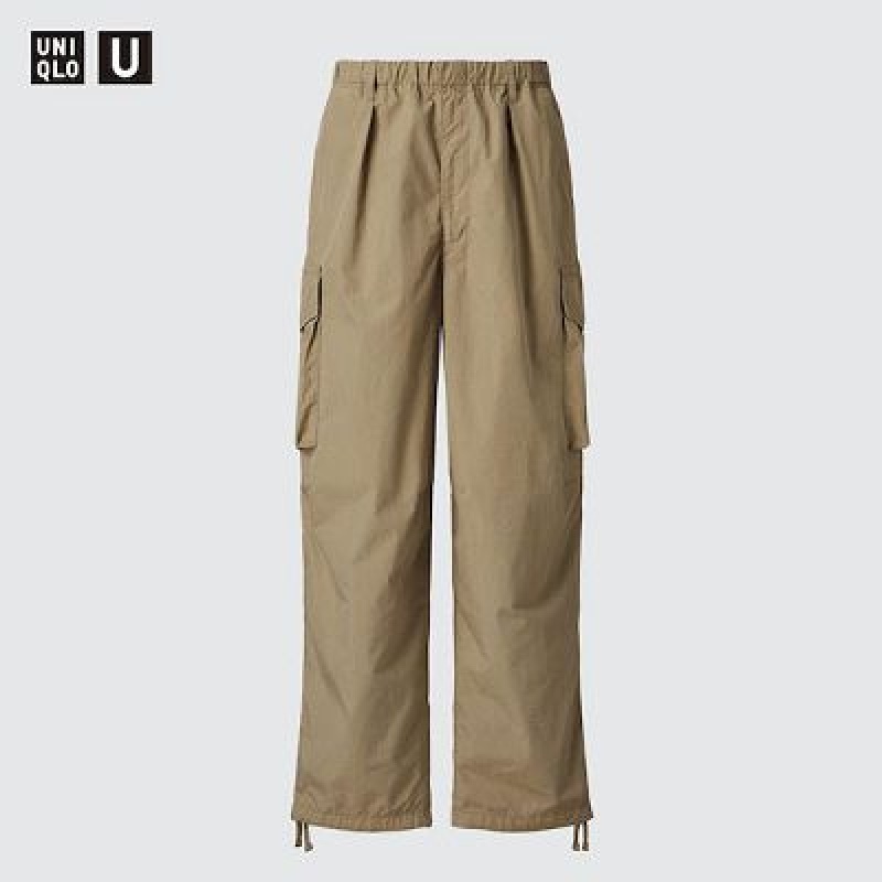 Pantalon Uniqlo U Wide-Fit Parachute Cargo Mujer Beige | 8183427