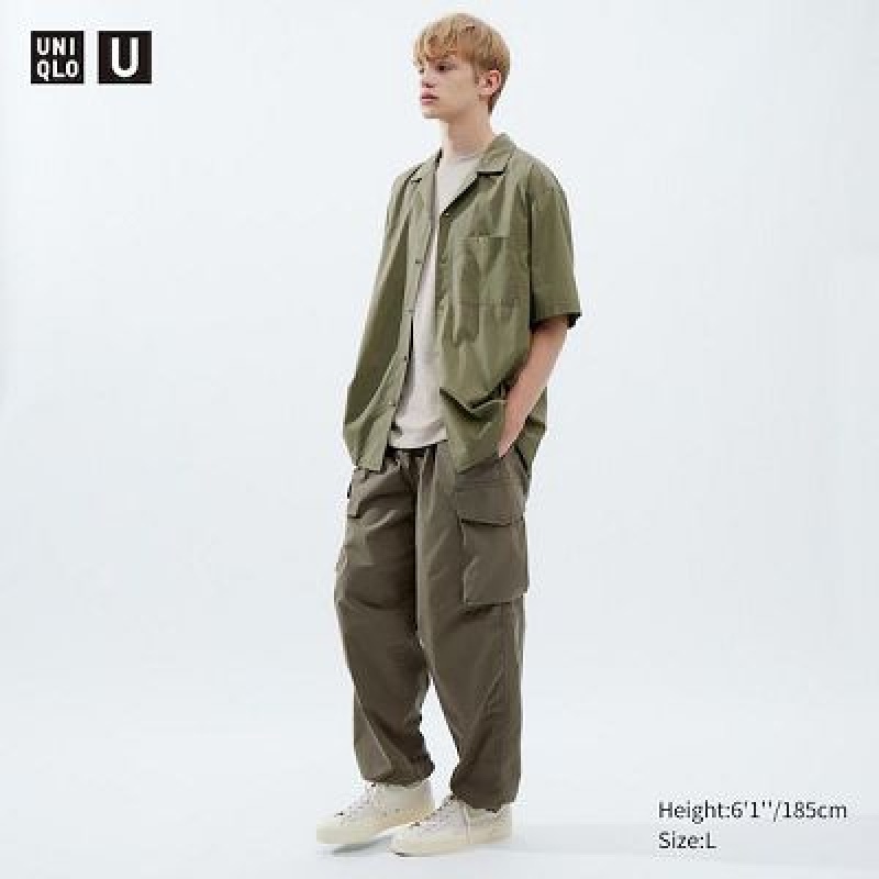 Pantalon Uniqlo U Wide-Fit Parachute Cargo Mujer Verde Oliva | 3120974