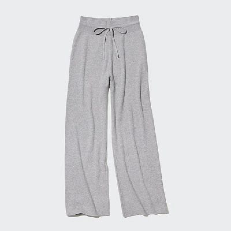 Pantalon Uniqlo Washable Knit Ribbed Mujer Gris | 1046626