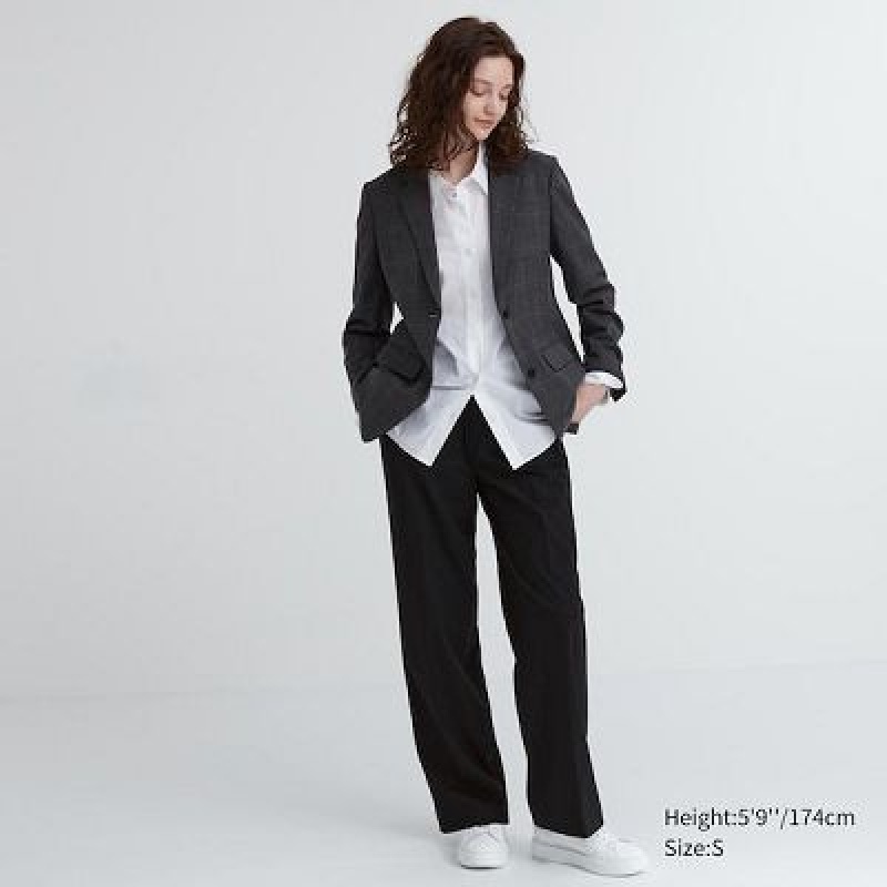 Pantalon Uniqlo Wide-Fit Pleated Mujer Negras | 9858556