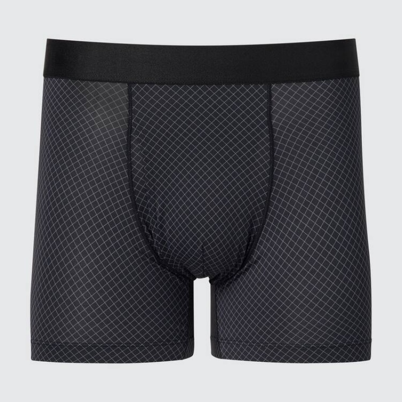 Ropa Interior Uniqlo Airism Printed Boxers Hombre Negras | 7232652