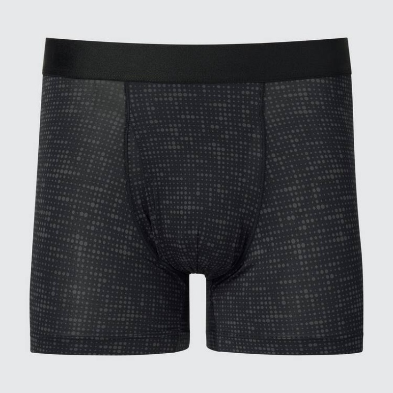 Ropa Interior Uniqlo Airism Printed Boxers Hombre Negras | 3532330