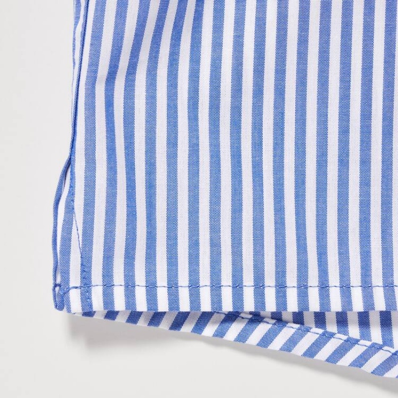 Ropa Interior Uniqlo Woven Striped Boxer Hombre Azules | 9674126