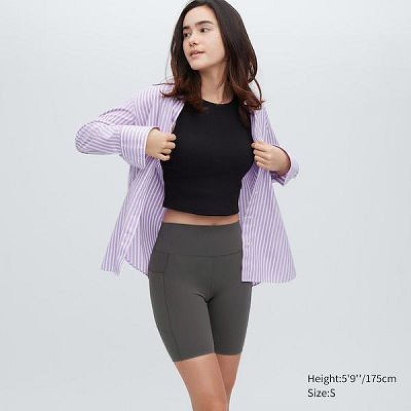 Short Uniqlo AIRism Soft Pocket Biker Mujer Gris | 3449574