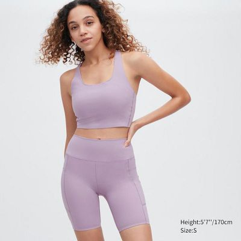 Short Uniqlo AIRism Soft Pocket Biker Mujer Moradas | 4973900
