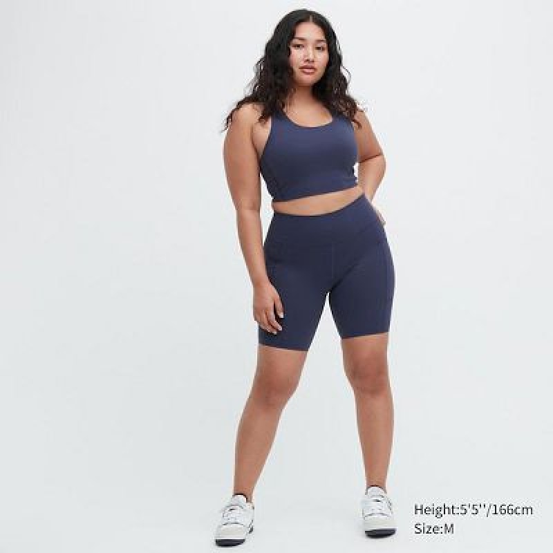 Short Uniqlo AIRism Soft Pocket Biker Mujer Azules | 416390