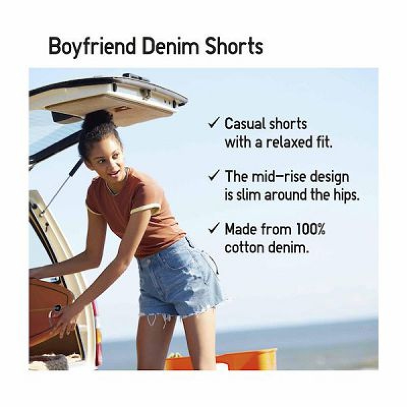 Short Uniqlo Boyfriend Denim Mujer Gris | 6826810