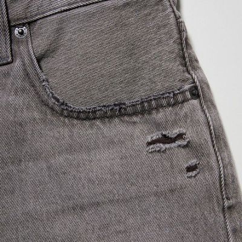 Short Uniqlo Boyfriend Denim Mujer Gris | 9236735