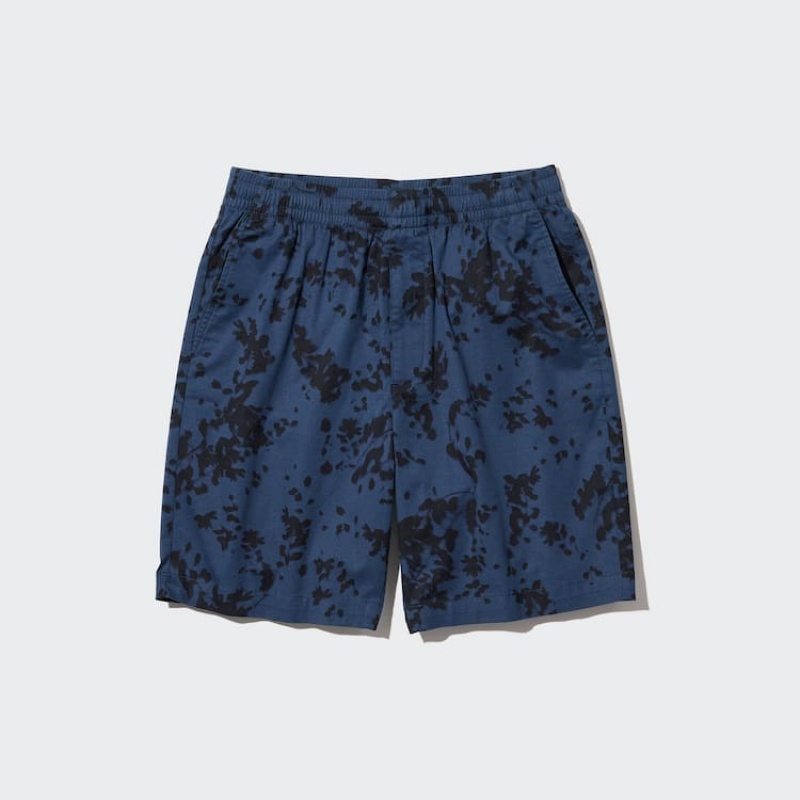 Short Uniqlo Dry Stretch Leaf Print Easy Hombre Azul Marino | 9835471