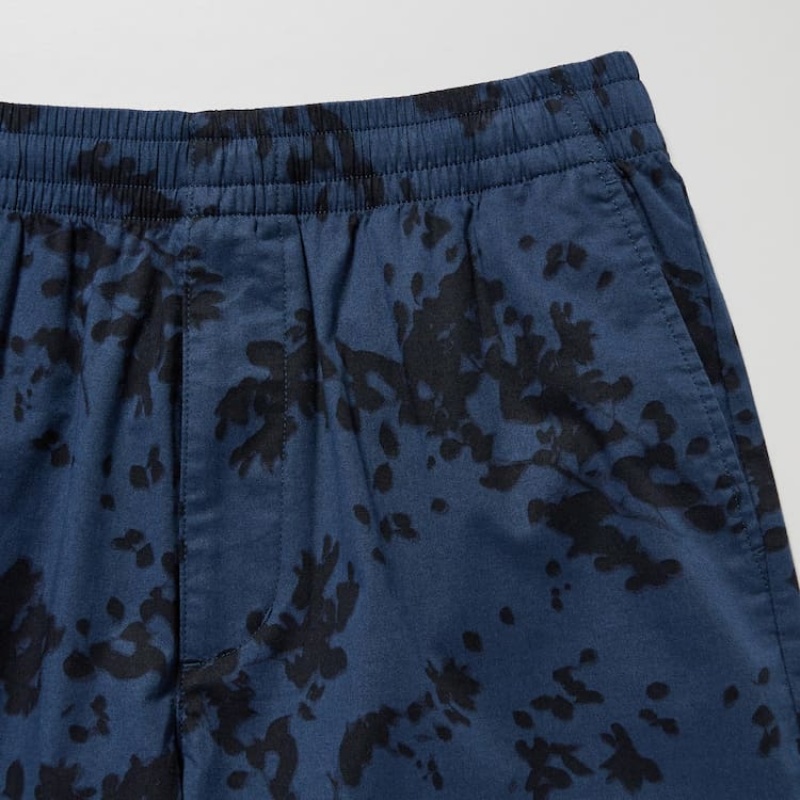 Short Uniqlo Dry Stretch Leaf Print Easy Hombre Azul Marino | 9835471