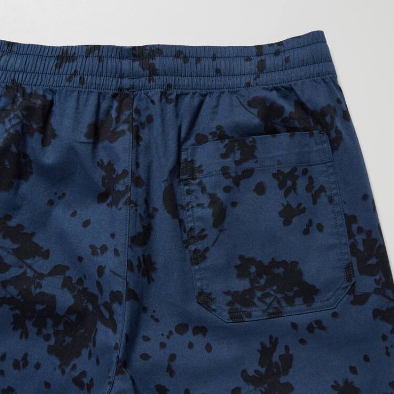 Short Uniqlo Dry Stretch Leaf Print Easy Hombre Azul Marino | 9835471