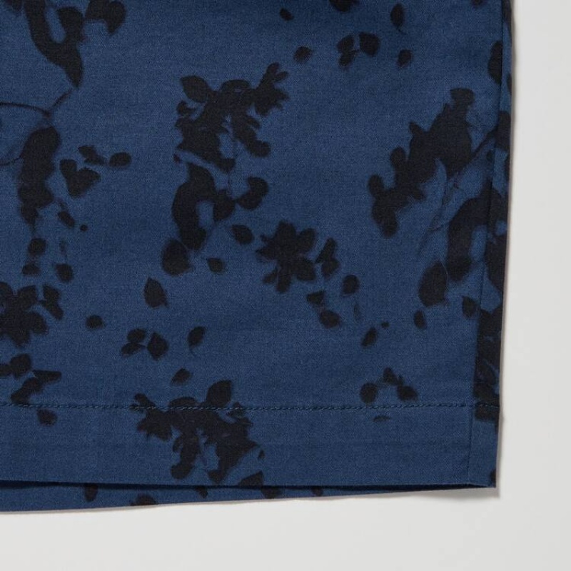 Short Uniqlo Dry Stretch Leaf Print Easy Hombre Azul Marino | 9835471
