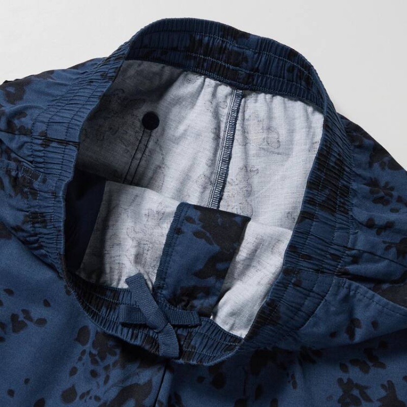 Short Uniqlo Dry Stretch Leaf Print Easy Hombre Azul Marino | 9835471