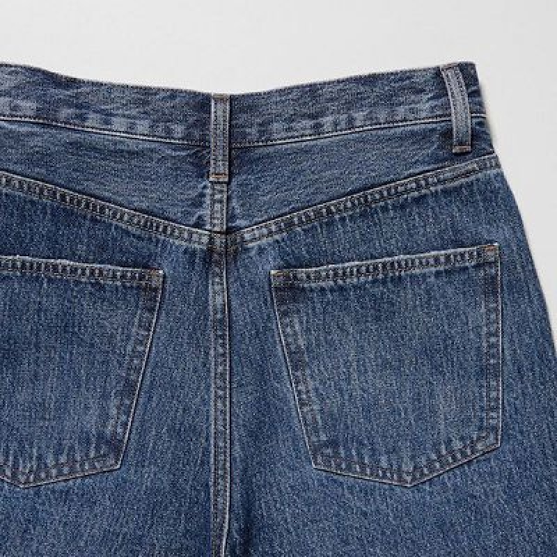 Short Uniqlo High-Rise Denim Mujer Azules | 9550851