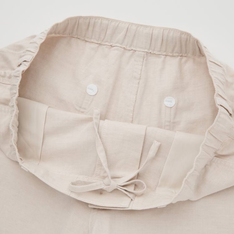 Short Uniqlo Linen Blend Hombre Beige | 1973843