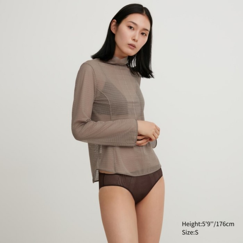 Short Uniqlo Mesh Regular Mujer Marrones | 9526508