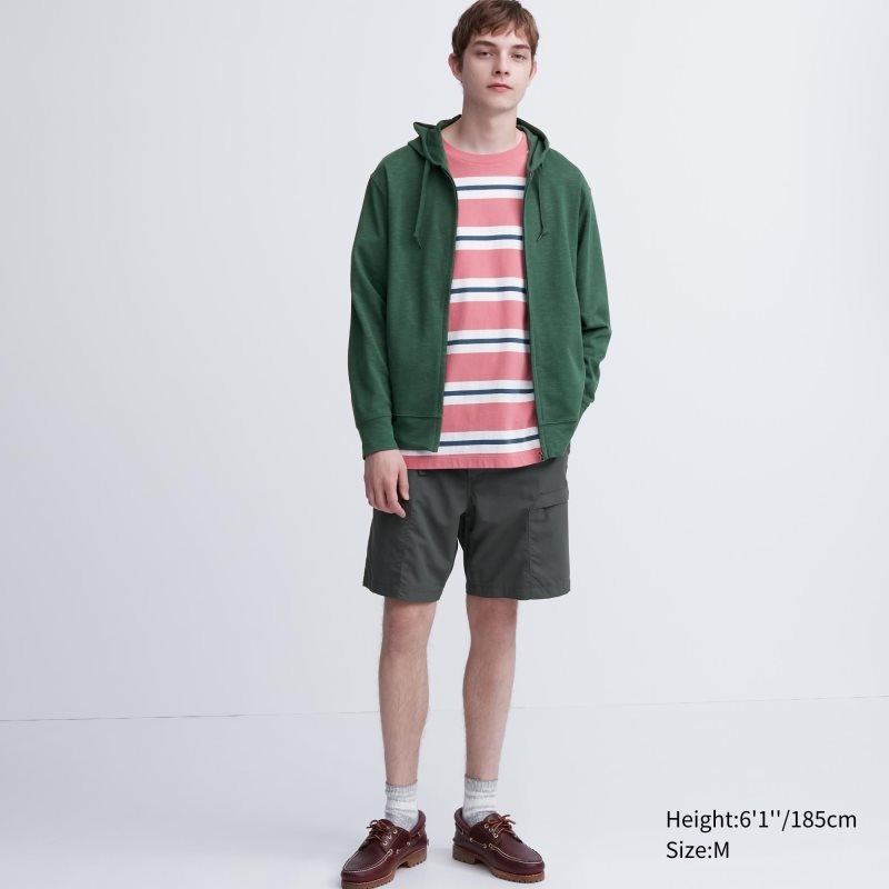Sudadera con Capucha Uniqlo Airism Uv Protection Full-zip Hombre Verde | 4837461