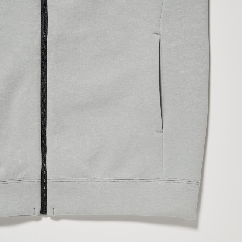 Sudadera con Capucha Uniqlo Dry Stretch Sweat Long-sleeve Full-zip Hombre Gris | 124796
