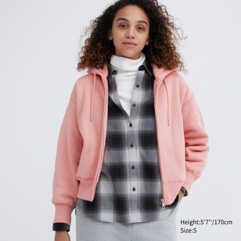 Sudadera con Capucha Uniqlo HEATTECH Pile-Lined Sweat Full-Zip Mujer Rosas | 2833487