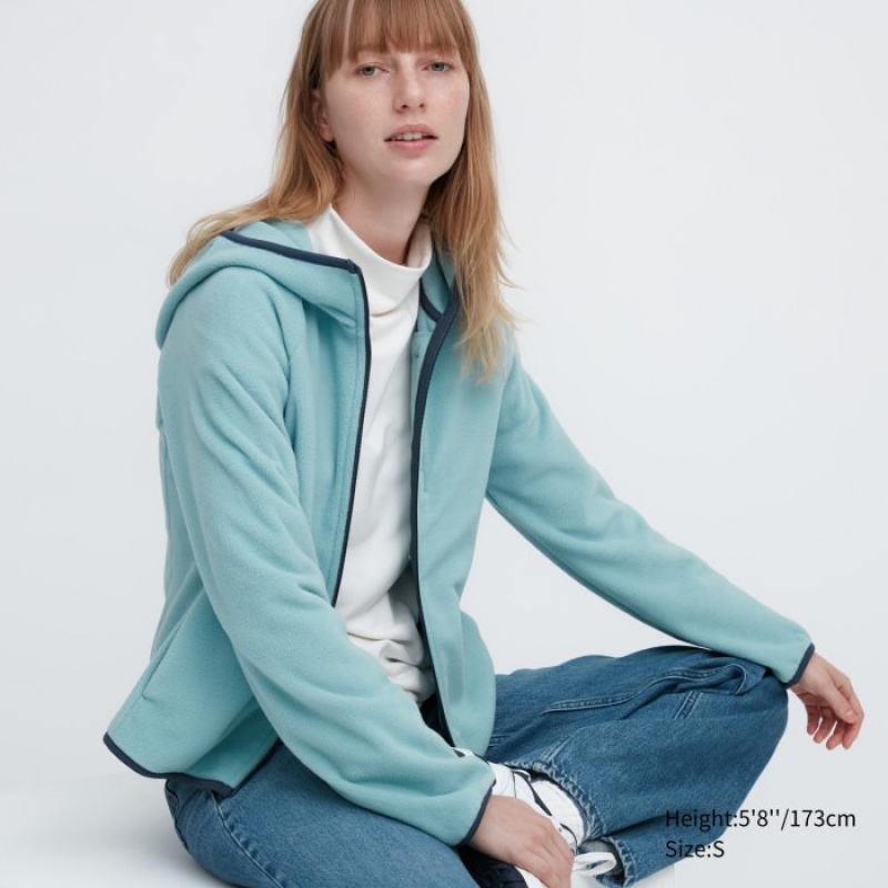 Sudadera con Capucha Uniqlo Light Fleece Full-Zip Mujer Azules | 2067166
