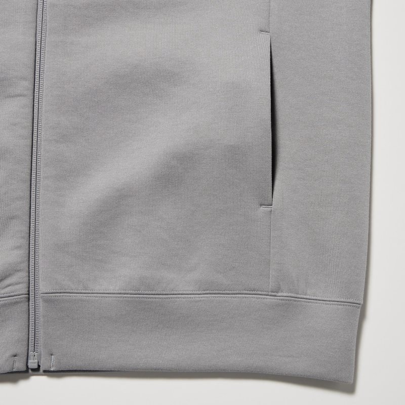 Sudadera con Capucha Uniqlo Stretch Dry Sweat Long-sleeve Full-zip Hombre Gris | 7860917