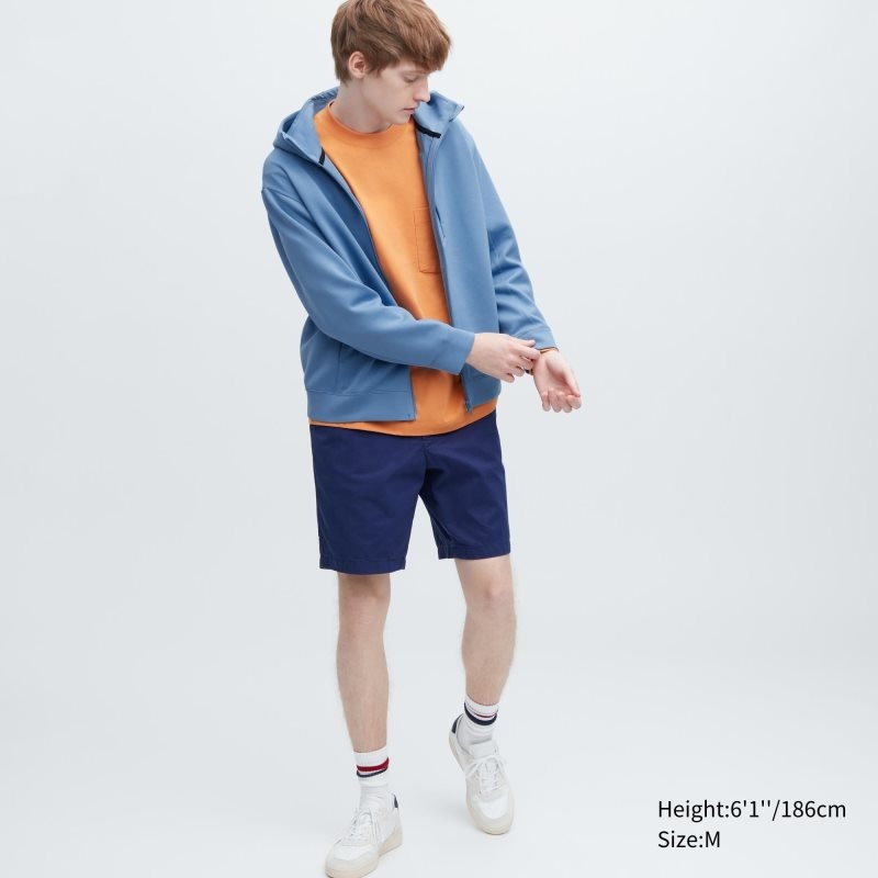 Sudadera con Capucha Uniqlo Stretch Dry Sweat Long-sleeve Full-zip Hombre Blancas | 2350602