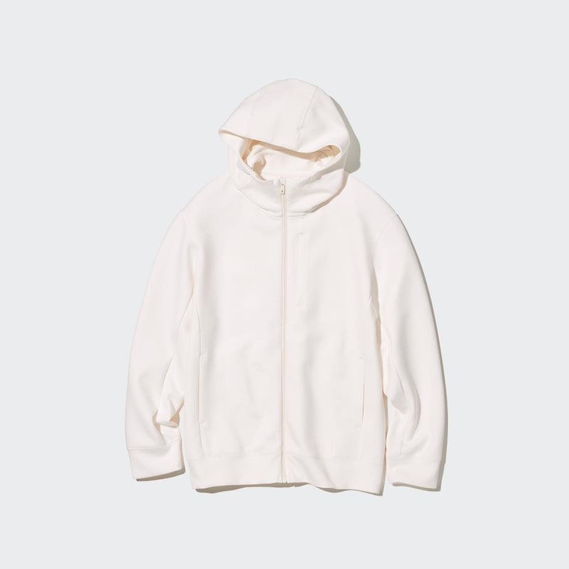 Sudadera con Capucha Uniqlo Stretch Dry Sweat Long-sleeve Full-zip Hombre Blancas | 2350602