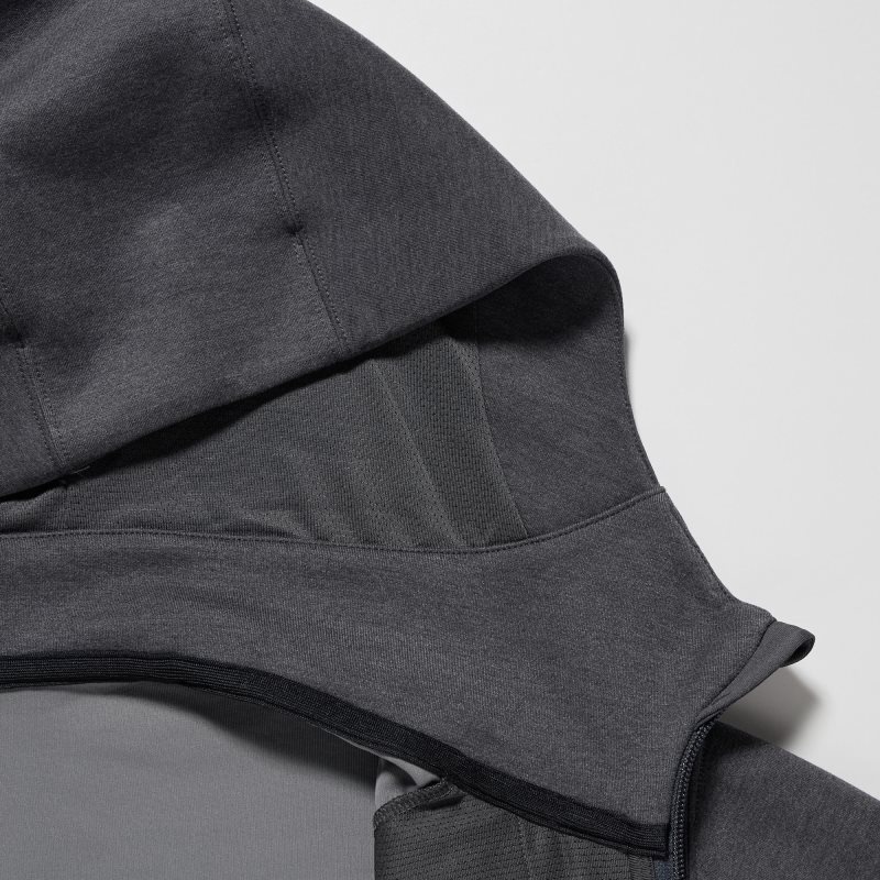 Sudadera con Capucha Uniqlo Stretch Dry Sweat Long-sleeve Full-zip Hombre Negras | 2298448