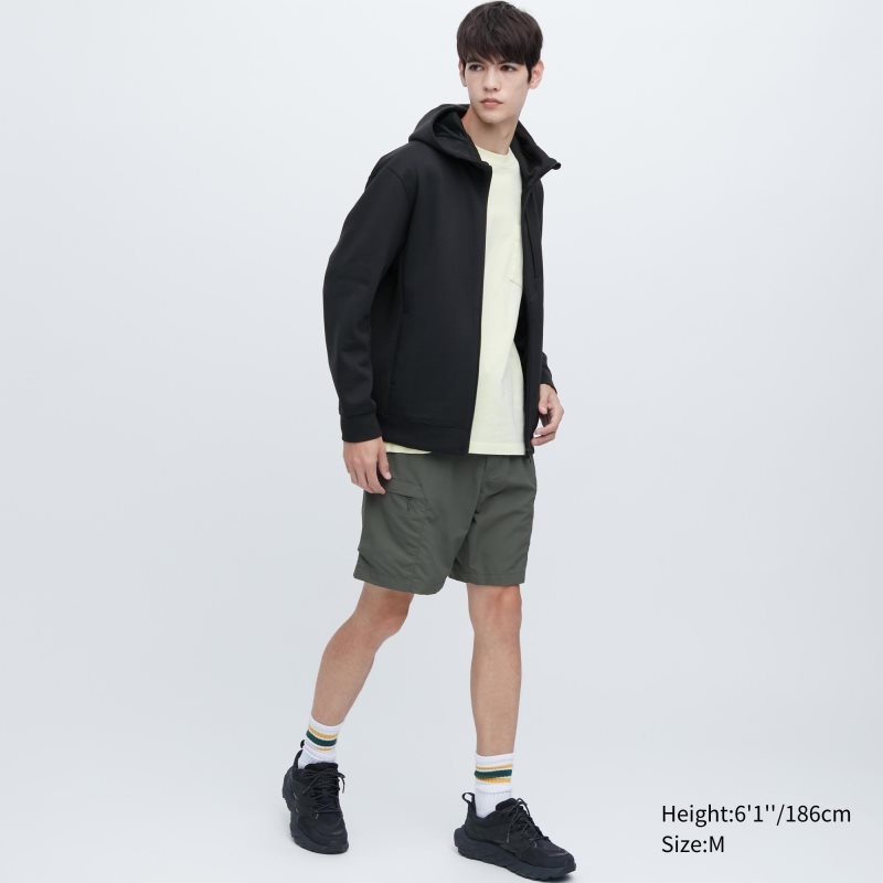 Sudadera con Capucha Uniqlo Stretch Dry Sweat Long-sleeve Full-zip Hombre Negras | 2298448