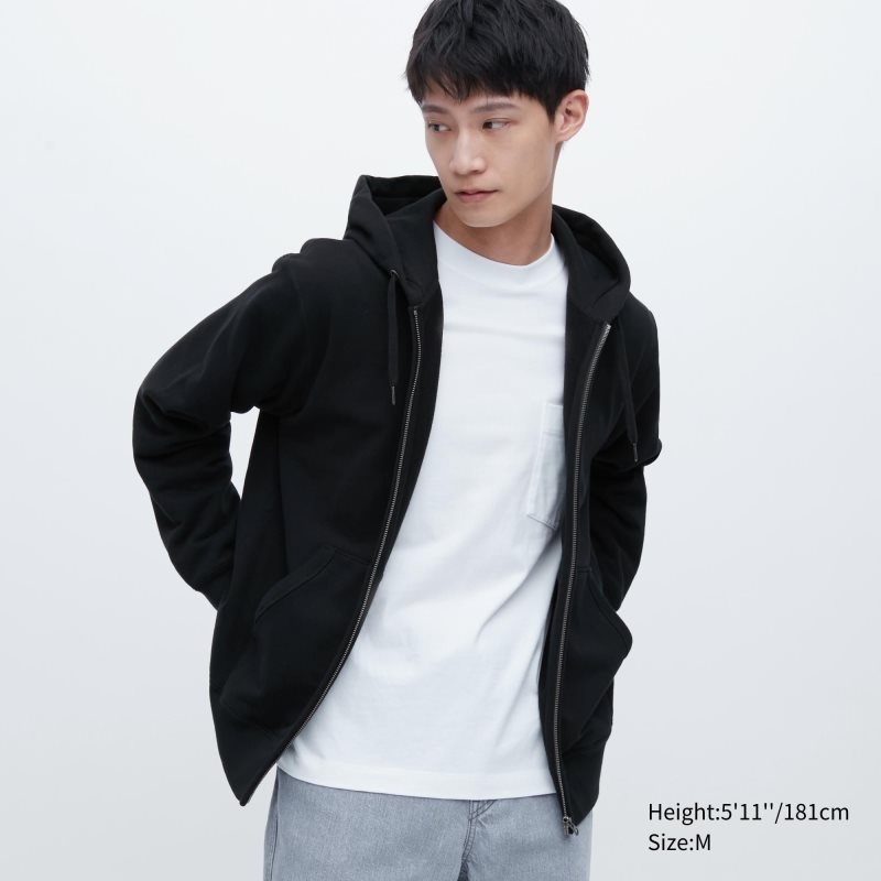 Sudadera con Capucha Uniqlo Sweat Full-zip Hombre Negras | 5991391