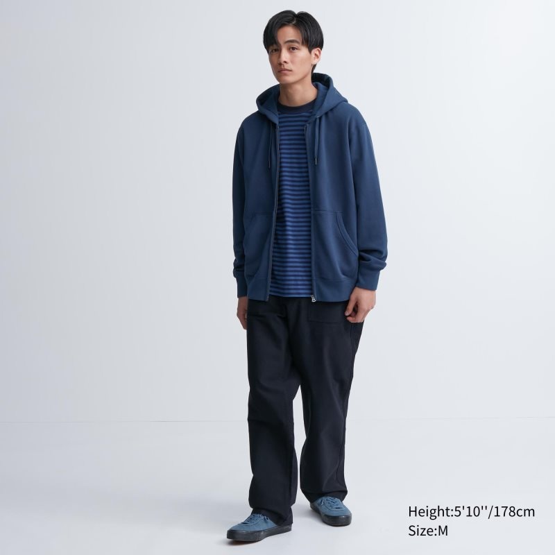 Sudadera con Capucha Uniqlo Sweat Long-sleeve Full-zip Hombre Azules | 720007