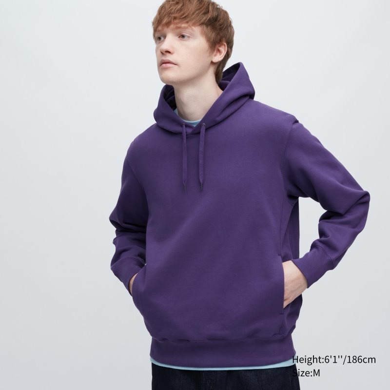 Sudadera con Capucha Uniqlo Sweat Pullover Long-sleeve Hombre Moradas | 350458