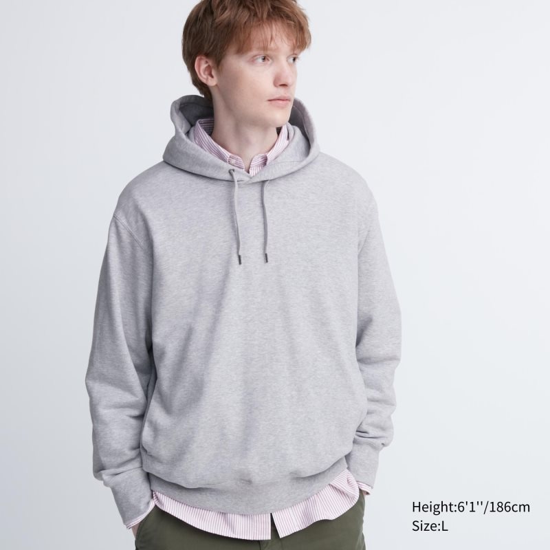 Sudadera con Capucha Uniqlo Sweat Pullover Long-sleeve Hombre Gris | 8168537