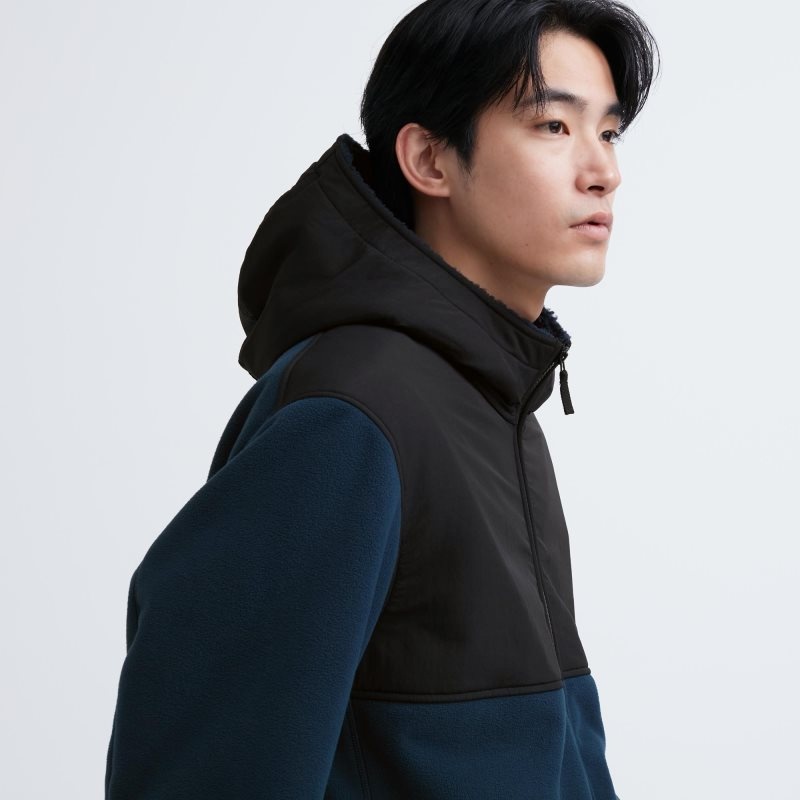 Sudadera con Capucha Uniqlo Windproof Outer Fleece Full-zip Hombre Gris | 1870919