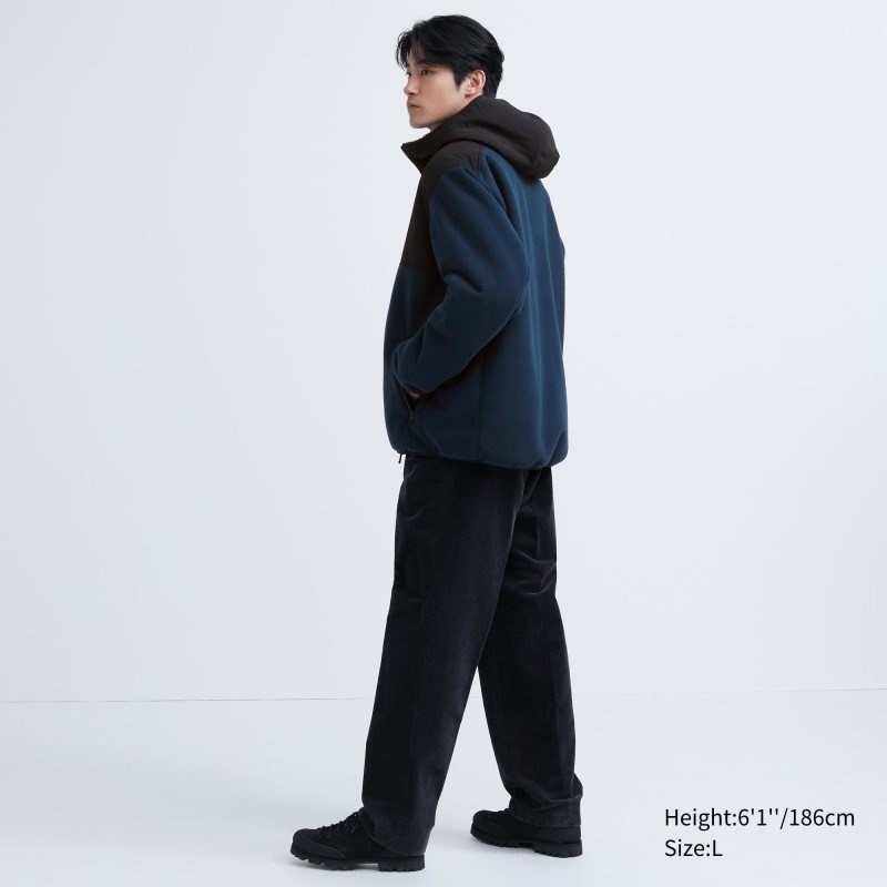 Sudadera con Capucha Uniqlo Windproof Outer Fleece Full-zip Hombre Azules | 5037688