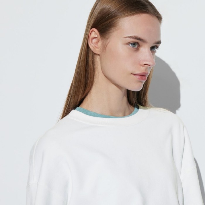Sudaderas Uniqlo Crew Neck Long-Sleeve Mujer Blancas | 2719785