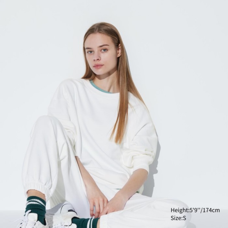 Sudaderas Uniqlo Crew Neck Long-Sleeve Mujer Blancas | 2719785