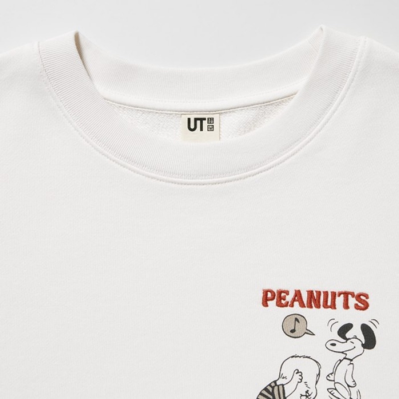 Sudaderas Uniqlo PEANUTS Dance Time with Snoopy Long-Sleeve Mujer Blancas | 6345783