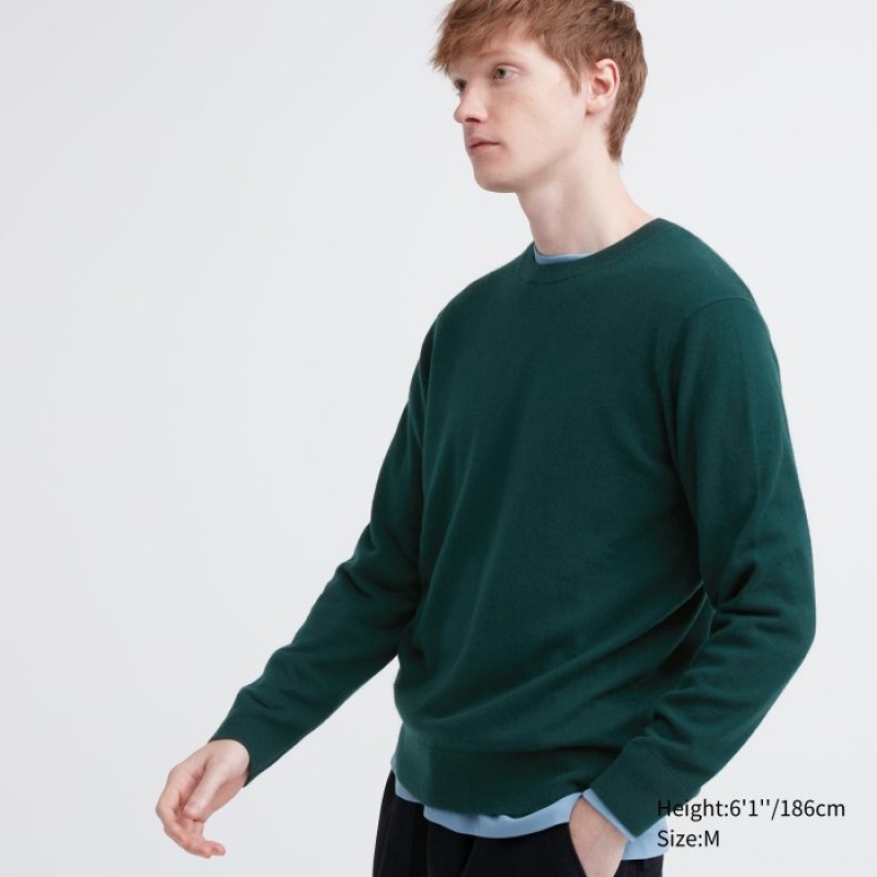 Suéteres Uniqlo Cashmere Crew Neck Long-sleeve Mujer Verde | 3643001