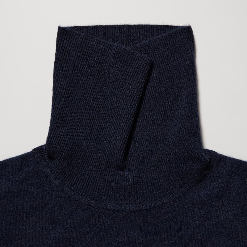 Suéteres Uniqlo Cashmere Turtleneck Long-sleeve Hombre Azul Marino | 4323820