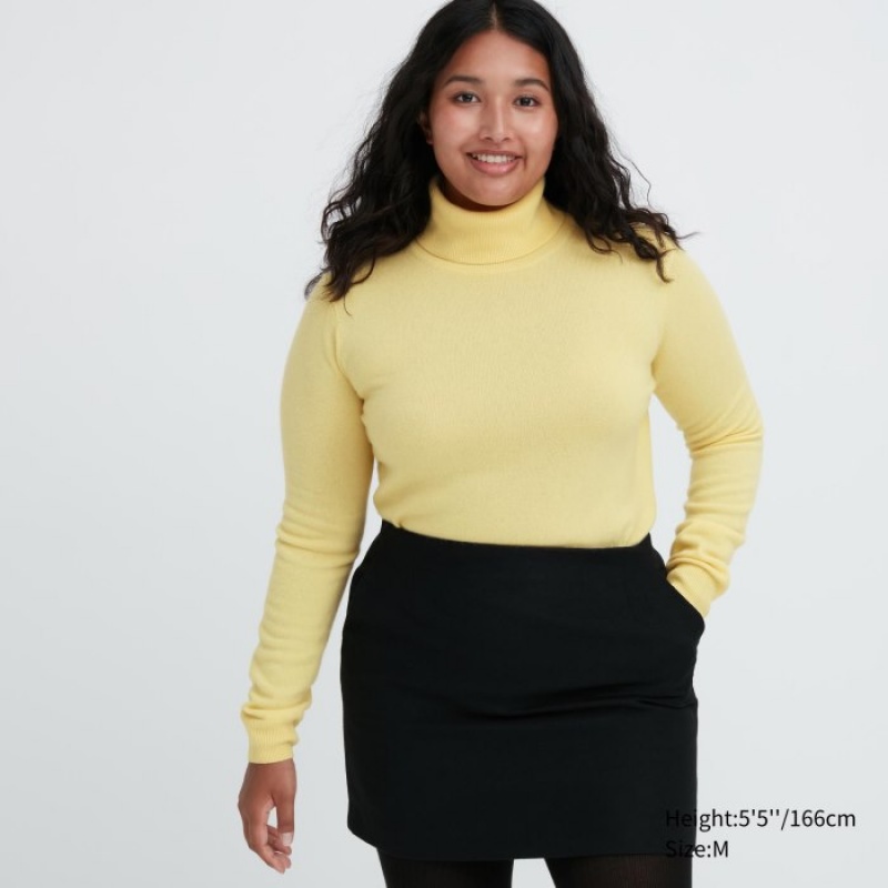 Suéteres Uniqlo Cashmere Turtleneck Mujer Amarillo | 2766884