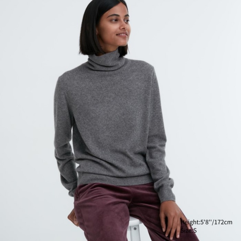 Suéteres Uniqlo Cashmere Turtleneck Mujer Gris | 3254478